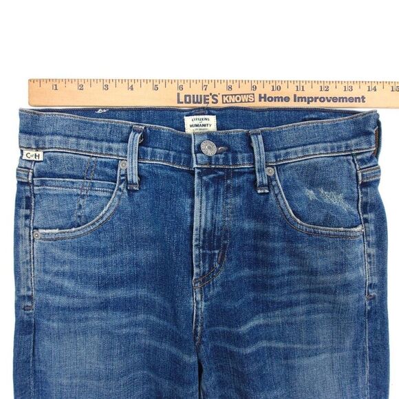 CITIZENS OF HUMANITY Elsa Mid Rise Slim Fit Crop Jeans 25 Dark Wash Denim Ankle - Picture 4 of 12